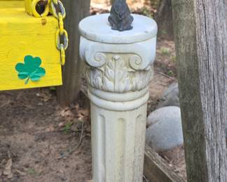 Cast Iron Frog Figurine on Composite Pedestal