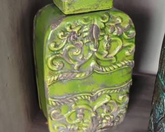 Ornate Ceramic Ginger Jar with Lid