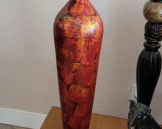 Tall Orange and Gold Abstract Pattern Vase - HomeRoots Decor