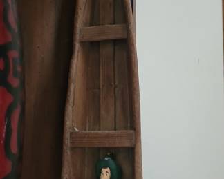 Carved Wooden Canoe with Figure
