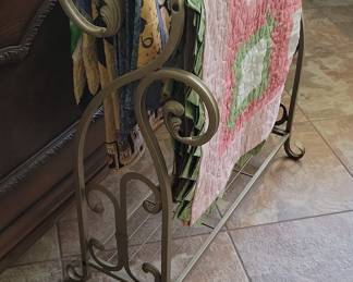 Ornate Metal Quilt Rack with Scrollwork