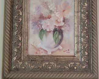 Floral Still Life Painting by Vicki P. in Ornate Frame