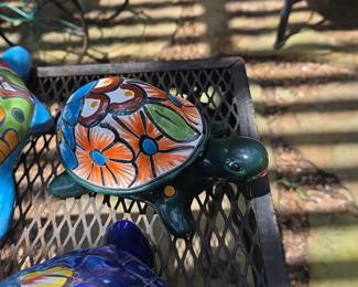 Hand-Painted Talavera Turtle Figurine