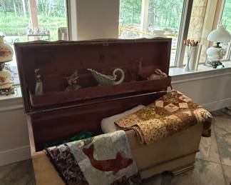 Vintage Cavalier Cedar Chest with Quilts