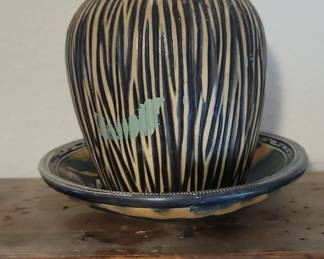 Art Deco Ceramic Vase with Saucer - Beswick Style