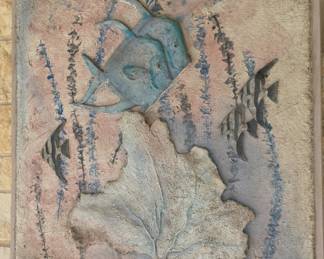 Mid-Century Ceramic Plaque with Fish and Coral