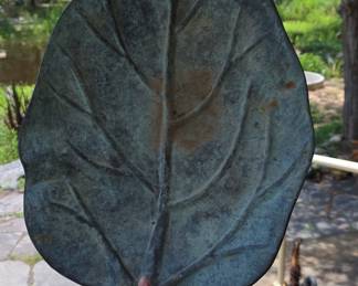 Large Leaf-Shaped Metal Tray