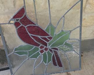 Stained Glass Cardinal Suncatcher and "Welcome to Our Nest" Panel