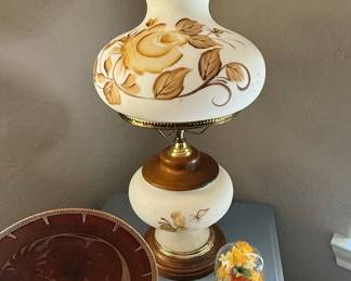 Vintage "Gone With The Wind" Style Floral Hurricane Lamp