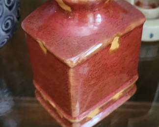 Red Glazed Square Vase