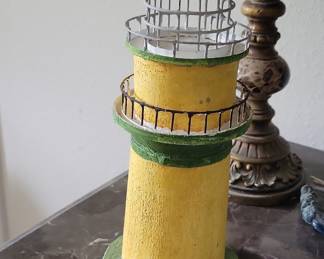Decorative Lighthouse Figurine with Distressed Finish