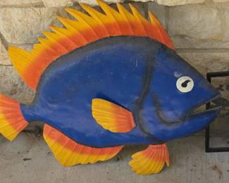 Hand-Painted Metal Tropical Fish Wall Art