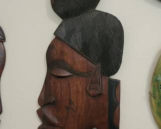Vintage African Hand Carved Wooden Mask Wall Decor