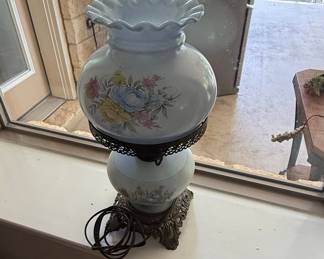 Vintage Gone With The Wind Style Floral Hurricane Lamp
