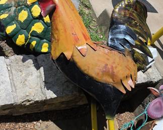 Large Metal Rooster Garden Sculpture