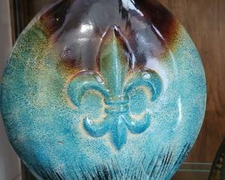 Roger Guérin Ceramic Vase with Fleur-de-lis