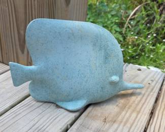 Vintage Speckled Ceramic Fish Sculpture