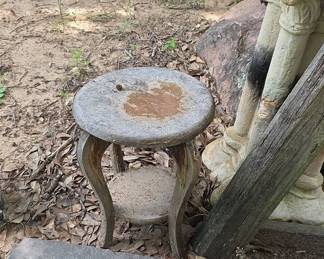 Weathered Wooden Pedestal Plant Stand