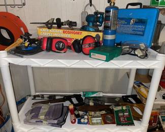 Vise, Ear Protection, Gloves, Saws, Paint Brushes, Funnel 
