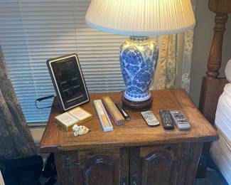 Mid Century Nightstand #1,  Oriental Vase Lamp