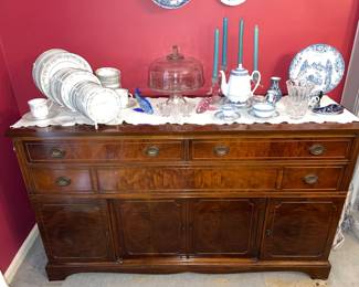 Mahogany Buffet, Johann Haviland China set, Johnson Brothers, 