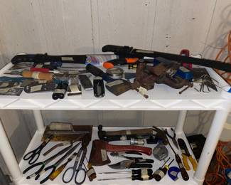 Screw drivers, Scrapers, Saw, Small Vise, Scissors, Hammer, 