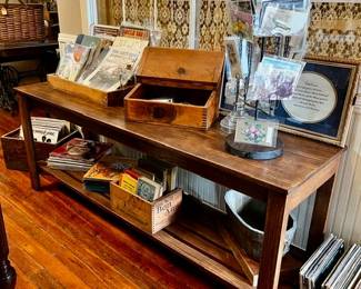Oak Table, Post Card Stand, Post Cards
