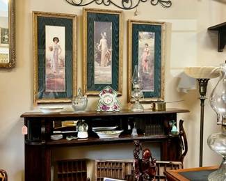 Oak Fireplace with Mirrors
