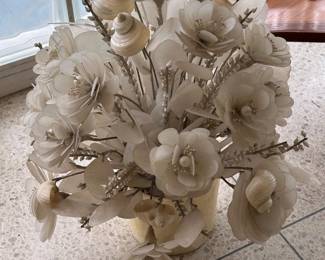 Large mother of pearl Capiz shell flower arrangement