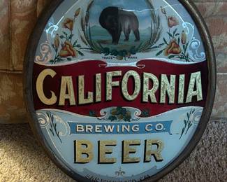 California Brewing Company reverse glass antique sign.
