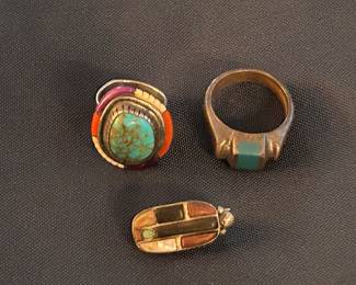 Turquoise and silver. 