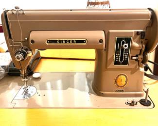 Vintage portable Singer with table and carry case
