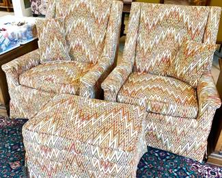 Retro chairs and matching ottoman