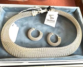 Frederic Duclos Sterling mesh necklace and earrings