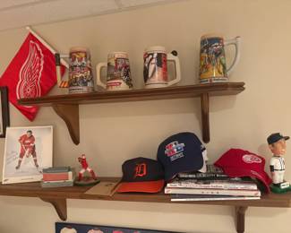 . . . Budweiser mugs, Alex Delvecchio autographed photo