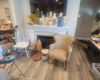 Large 60" Samsung. Works great. Vintage chairs. Lot's of home decor. Many are handmade. 