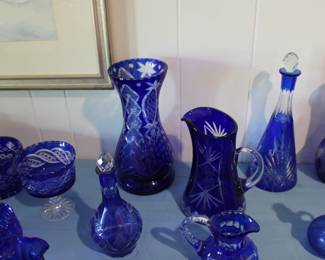 Blue cut to clear bohemian glass