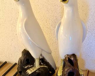 Antique Chinese Porcelain White Parrot Couple