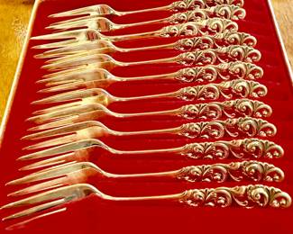 Sterling pastry forks 12