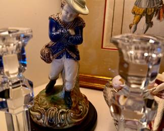 Pair of English figurative porcelain lamps