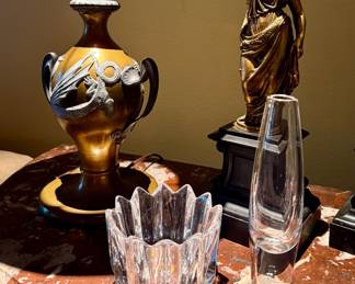 Art Nouveau twin metals lamp