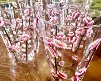 French very thin glass hand painted wine beakers!