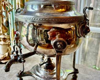Twin-Handled Antique English Silver Plated Samovar, London, Late 19th Century