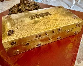 1940s heavy brass cigar box!