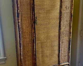 Circa 1860s Victorian burnt bamboo tall wardrobe