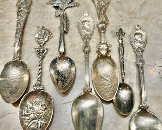 19th C large Sterling spoons