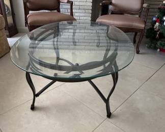 Pier 1 Chasca Coffee Table with Wrought Iron Base