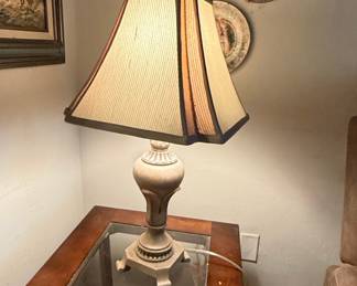 Vintage Table Lamp with Decorative Base and Pleated Shade