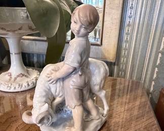 Lladro Shepherd Boy with Lamb Figurine
