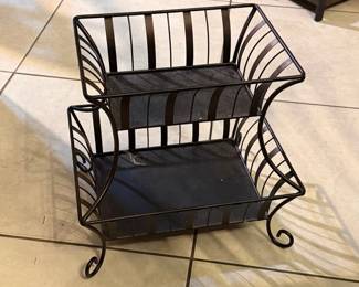 Vintage Wrought Iron 2-Tier Fruit Basket Stand